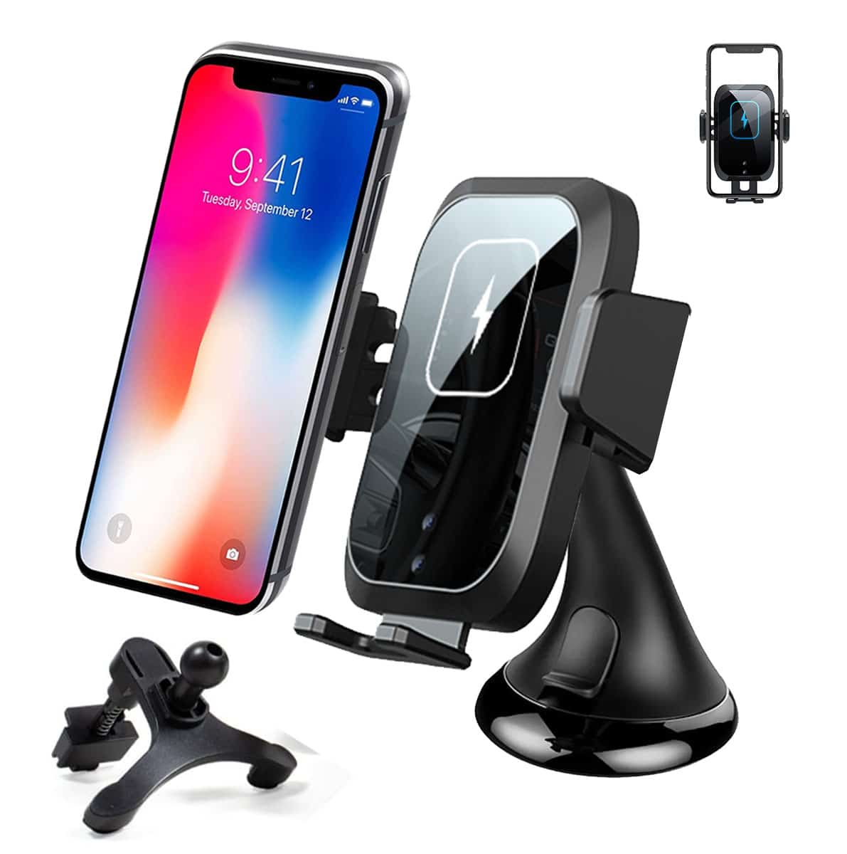 SOPORTE CELULAR CARRO HOLDER CARGA NFC INALAMBRICO 10W