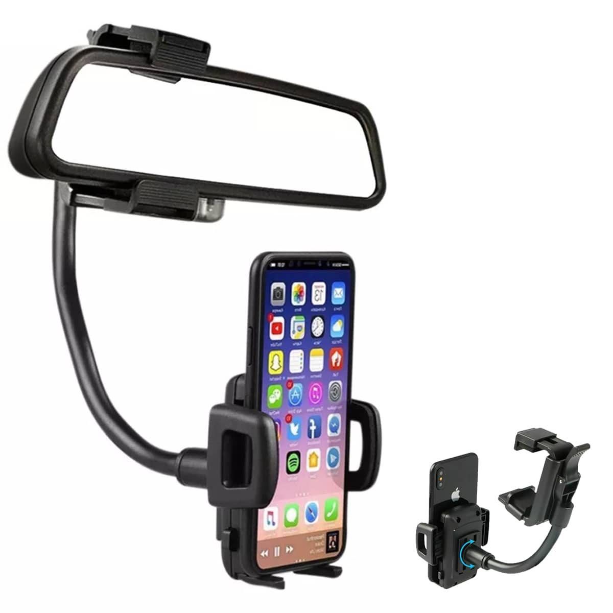 SOPORTE CELULAR CARRO ESPEJO RETROVISOR 360 PRENSA MIRROR