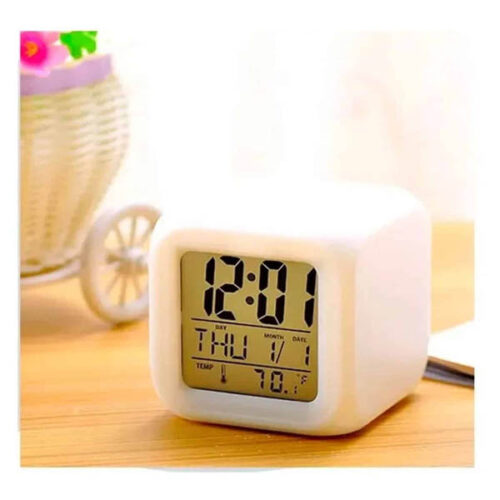 RELOJ DESPERTADOR NIÑOS CUBO ALARMA 7 LUCES LÁMPARA COLORES - Image 3